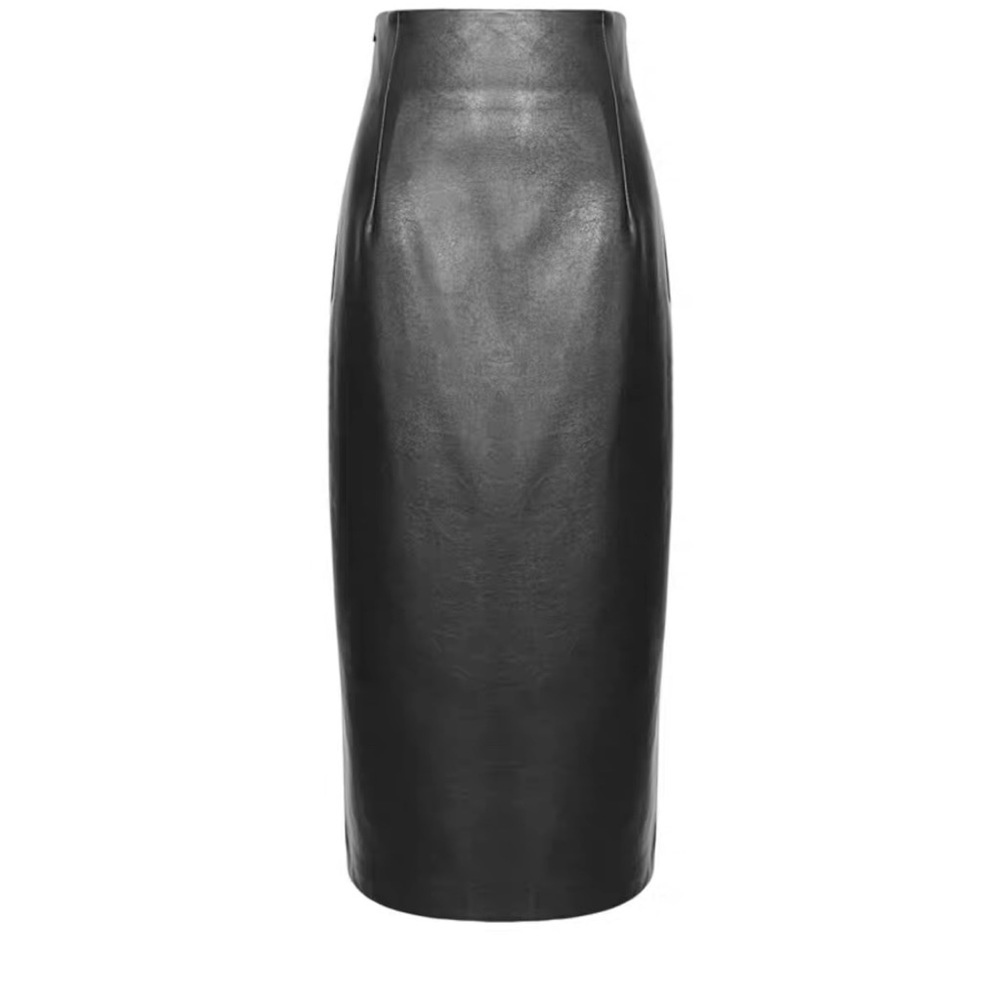 Pleather pencil skirt with side slit
